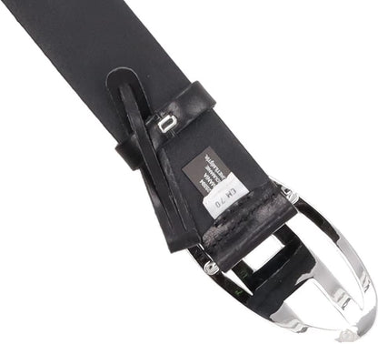 DIESEL Womens Silver Hardware Logo 4 cm Leather Belt Black Size 70 RRP 130 — View 8