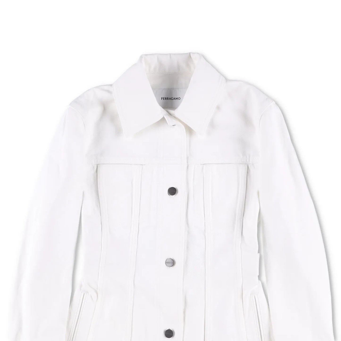 SALVATORE FERRAGAMO Womens Denim Jacket Long Sleeve Buttoned White 36 RRP 1250 — View 2