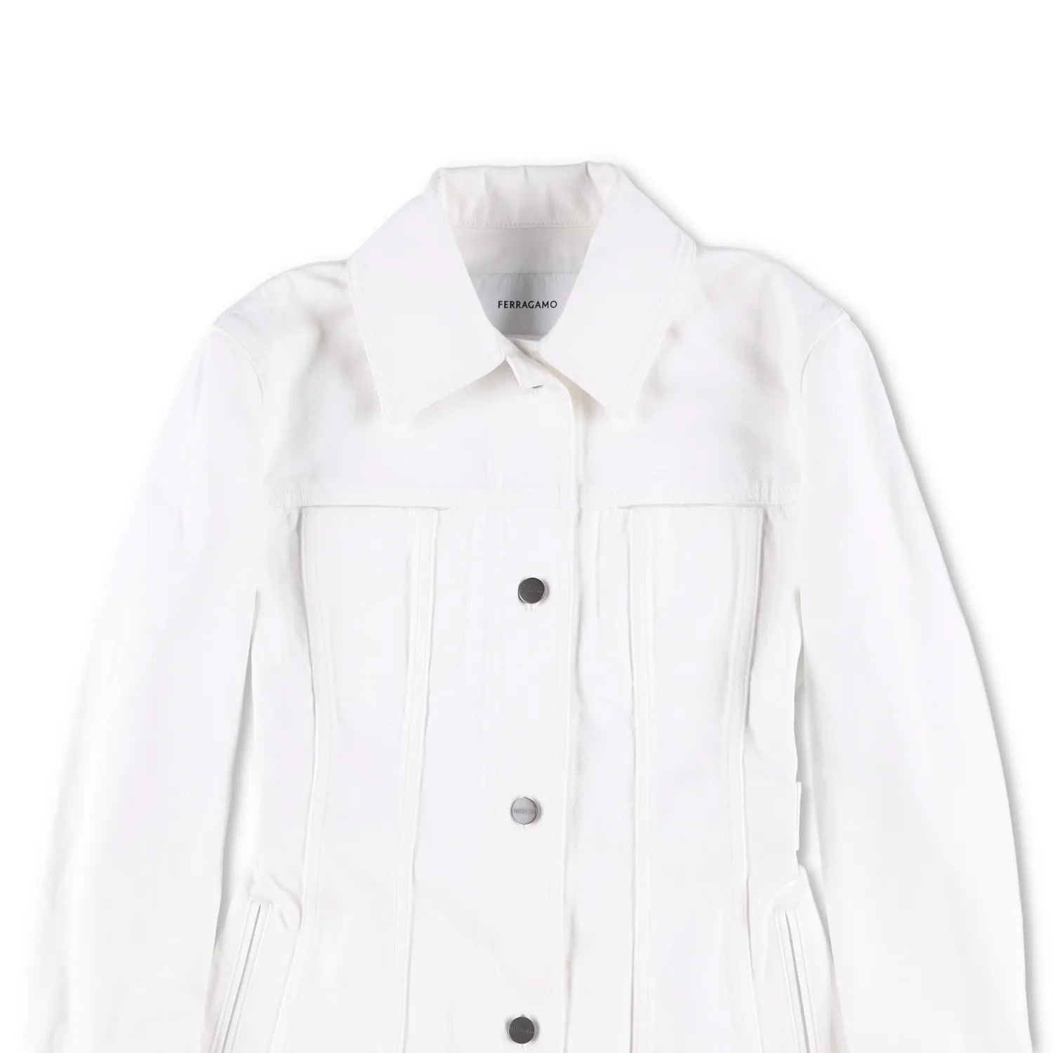 SALVATORE FERRAGAMO Womens Denim Jacket Long Sleeve Buttoned White 36 RRP 1250 — View 2