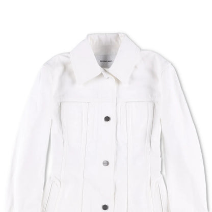 SALVATORE FERRAGAMO Womens Denim Jacket Long Sleeve Buttoned White 36 RRP 1250 — View 2
