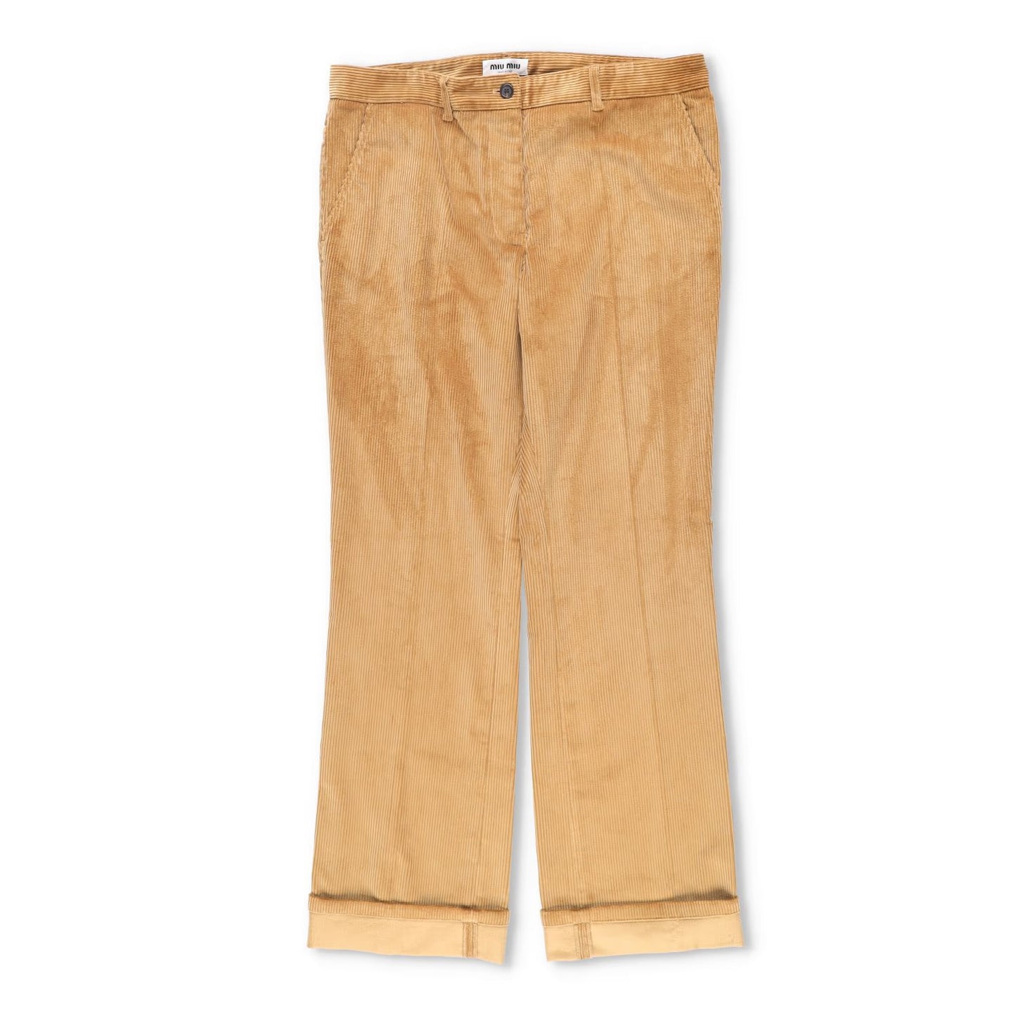 MIU MIU Men Velluto Coste Chino Trousers Yellow Corduroy Slash Pocket 46 RRP1220