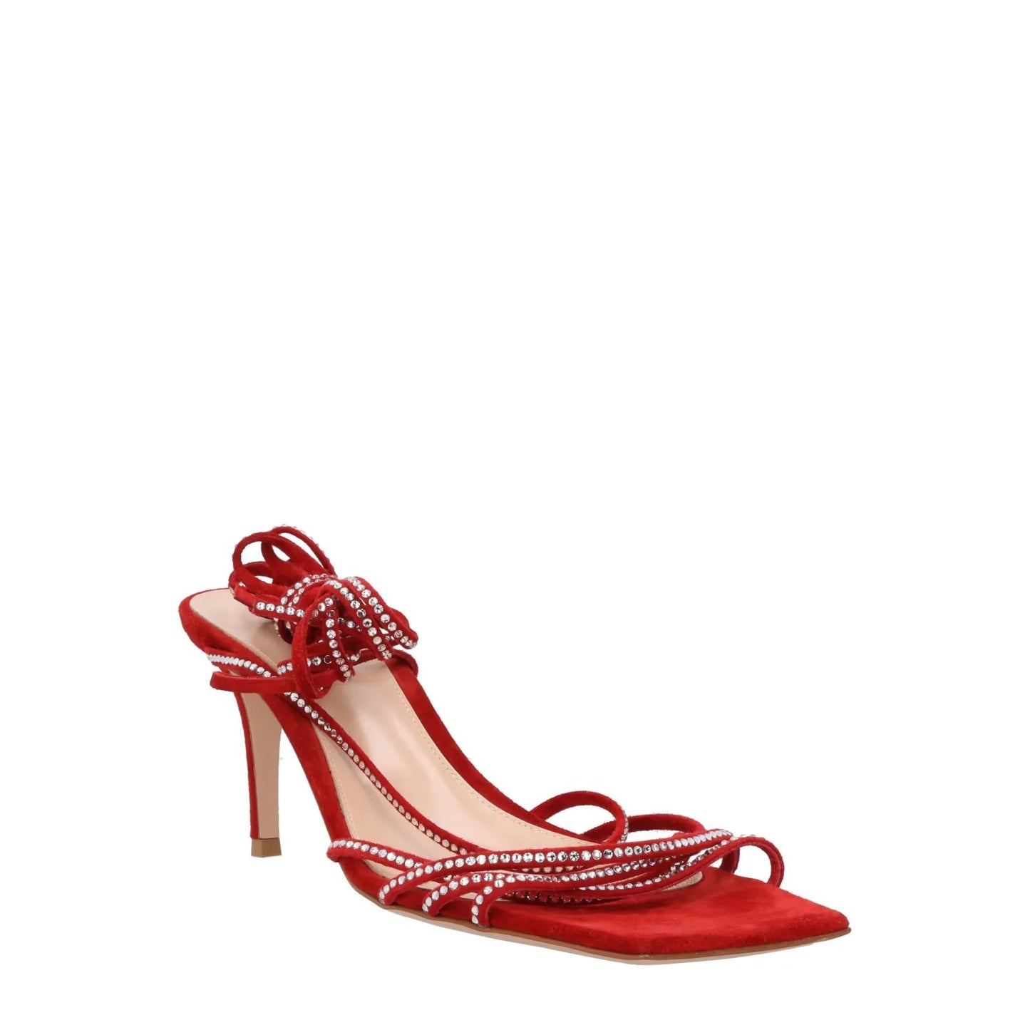 GIANVITO ROSSI Womens Red Stiletto Sandal Leather Strappy Square Toe UK7 RRP1099 — View 2