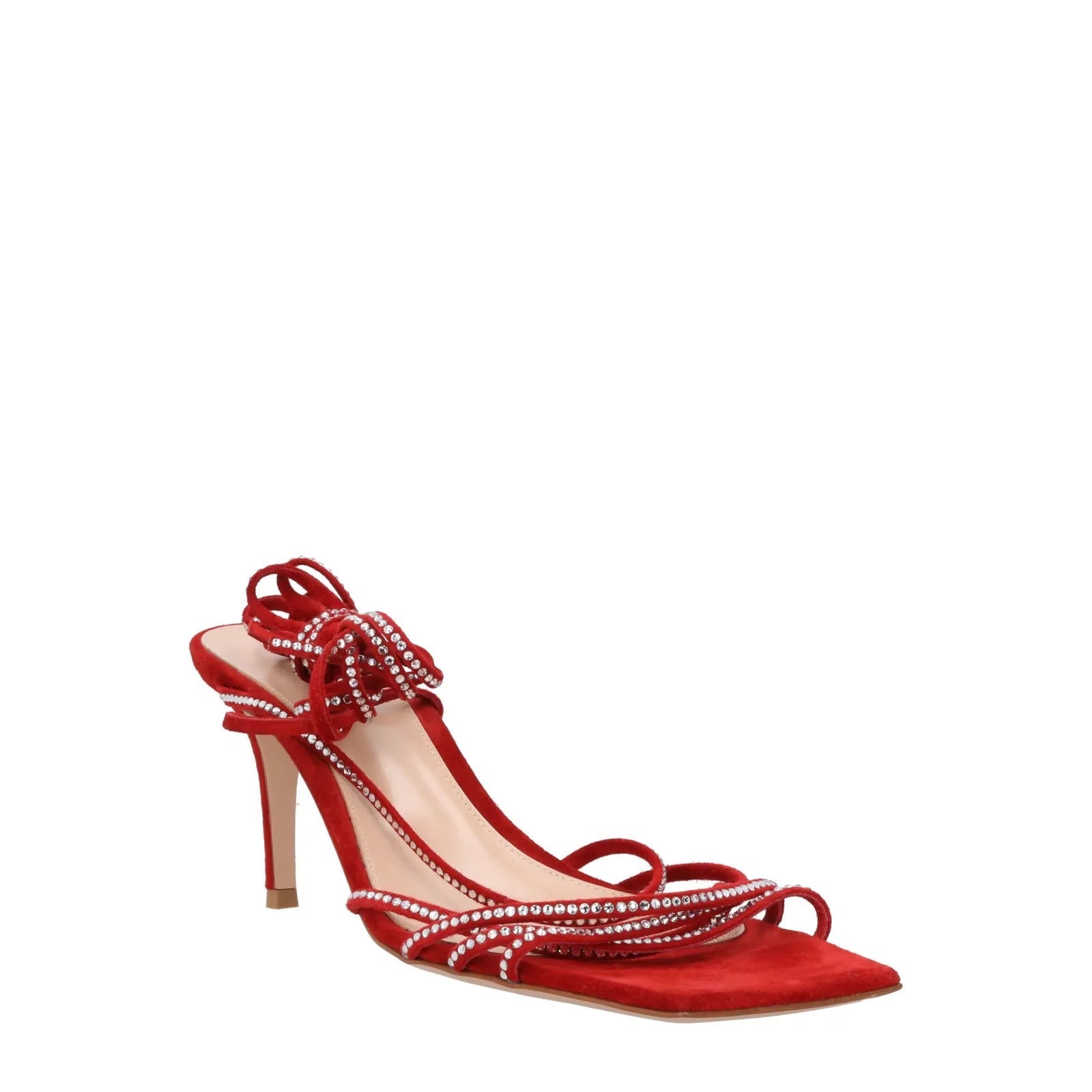 GIANVITO ROSSI Womens Red Stiletto Sandal Leather Strappy Square Toe UK7 RRP1099 — View 2