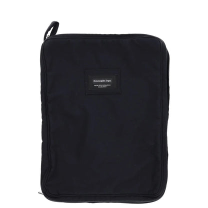 ZEGNA Mens Packaway Bagpack Navy Blue Rayon Front Logo Handle Size M RRP 245