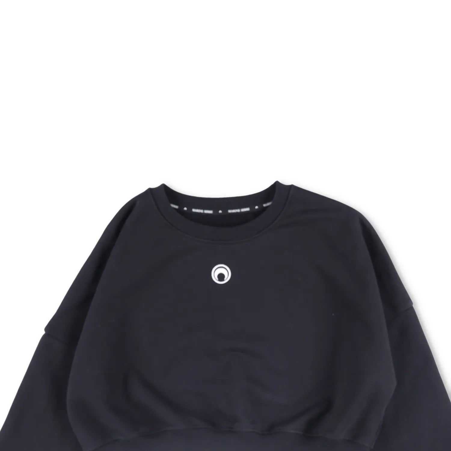 MARINE SERRE Womens Moon Logo Fleece Cropped Sweatshirt Black Pullover L RRP 317 — View 2