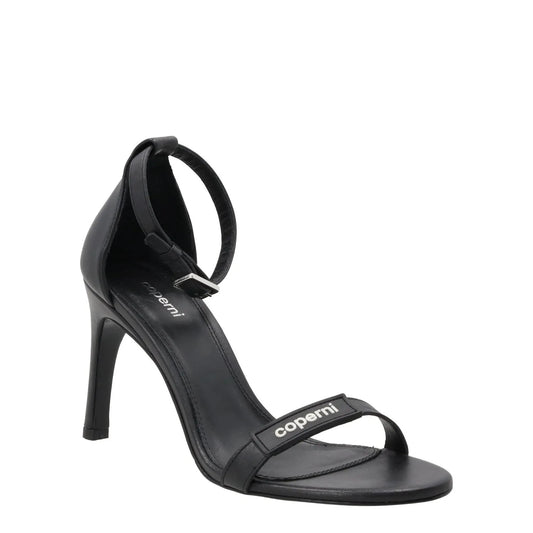 COPERNI Womens Skinny Strap Logo Sandals Leather Formal Heeled Black EU41 RRP450 — View 2