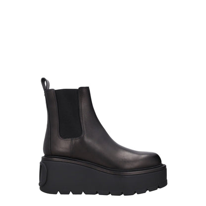 VALENTINO Women Chealsea Boots Black Leather Chunky Platform Sole UK7.5 RRP 1190