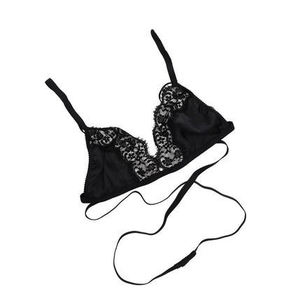 DOLCE&GABBANA Women Softcup Triangle Bra Cross Tie Lace Soft Cup Black 2XLRRP275 — View 2