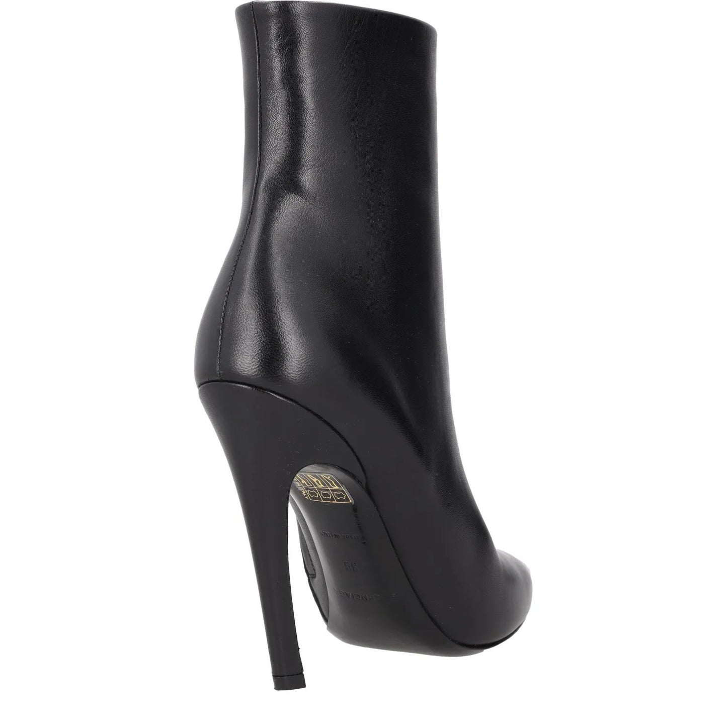 BALENCIAGA Womens Pointed Toe Booties Zip Closure Black Leather UK 6 RRP 875 — View 6