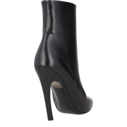 BALENCIAGA Womens Pointed Toe Booties Zip Closure Black Leather UK 6 RRP 875 — View 6