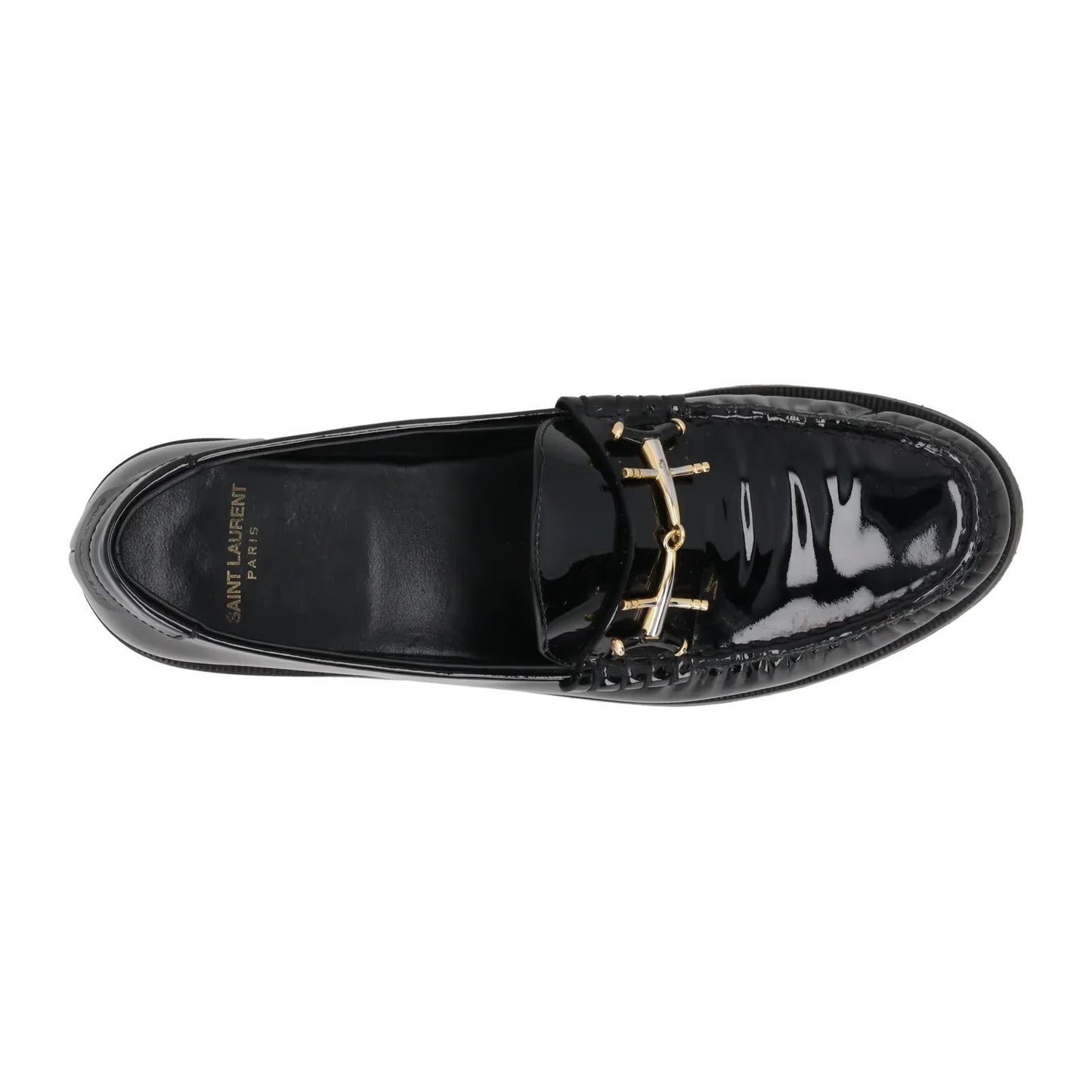 SAINT LAURENT Womens Loafers Black Patent Leather Tassel Flats UK 6 RRP 785 — View 7