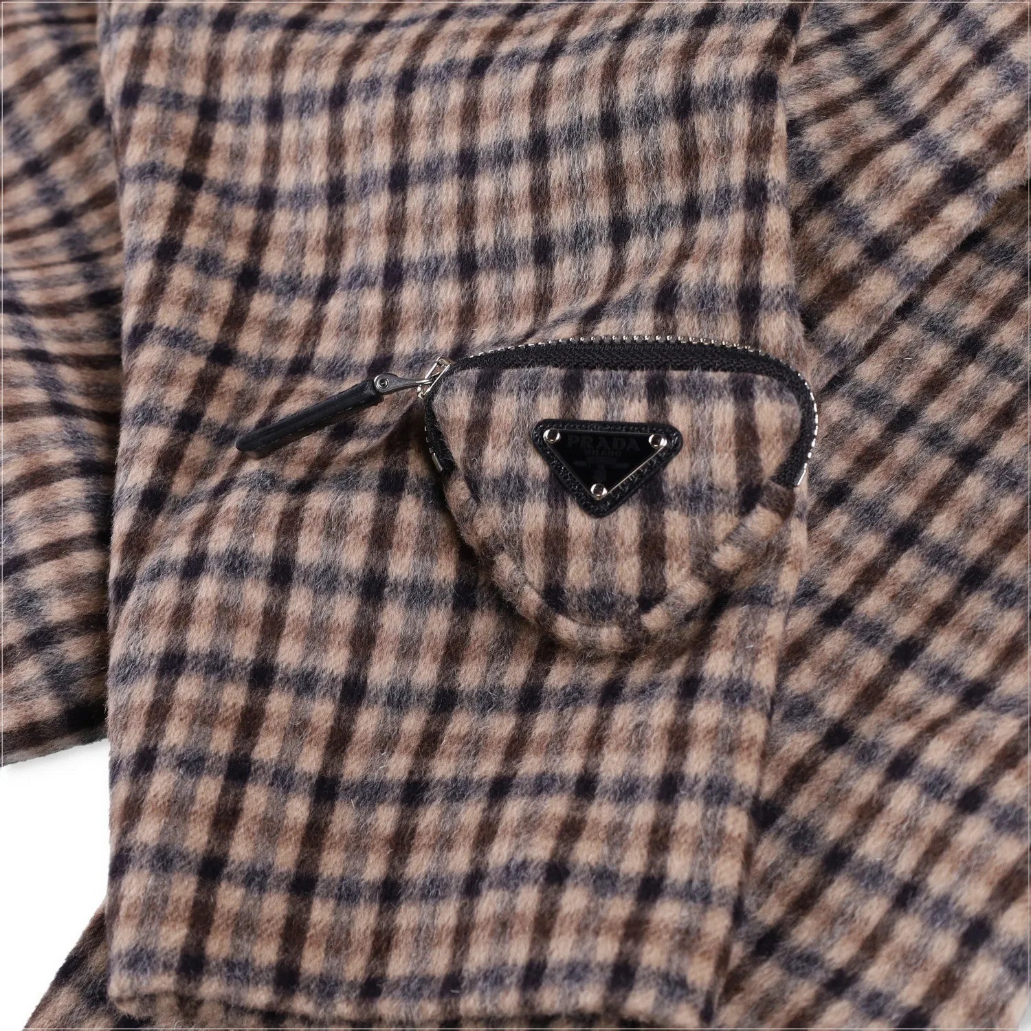 PRADA Womens Blouse V-Neck Long Sleece Check Pattern Brown Size 42 RRP 2830 — View 7