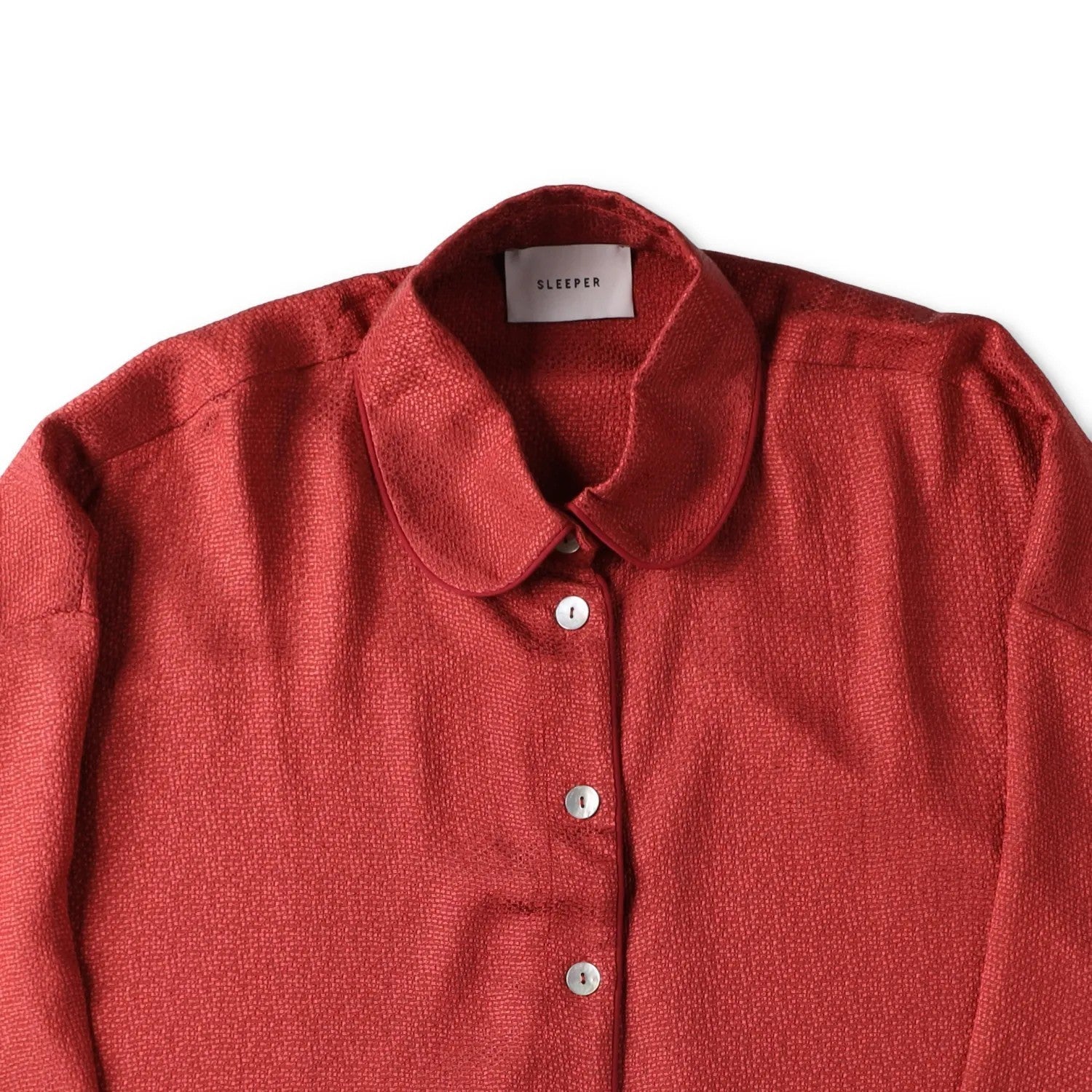 SLEEPER Womens Pastelle Oversized Jacquard Shirt Burgundy L - XL RRP 232 — View 4