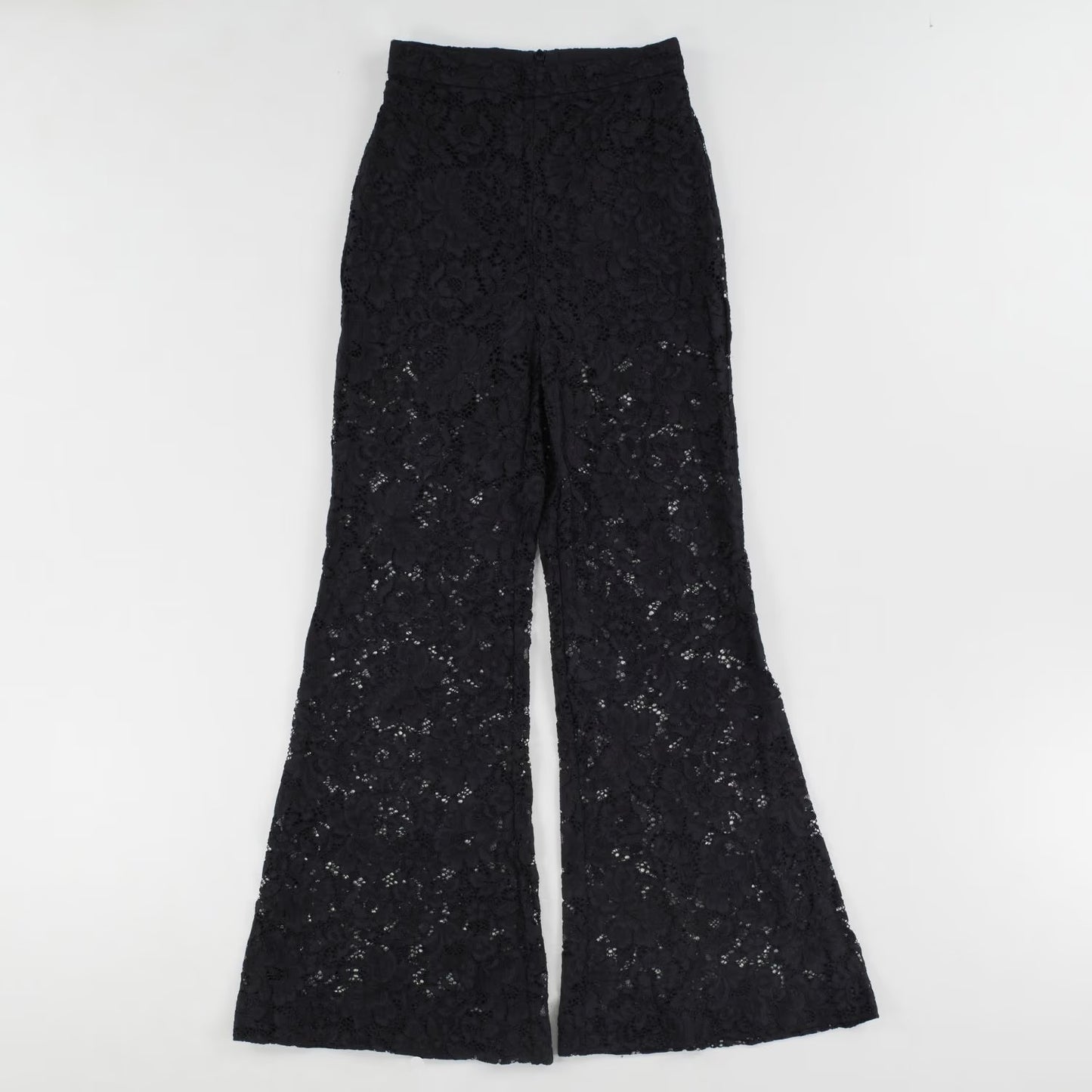 ZIMMERMANN Womens Matchmaker Lace Wide Leg Trousers Black High Rise XS RRP 550
