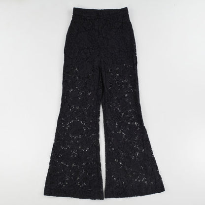 ZIMMERMANN Womens Matchmaker Lace Wide Leg Trousers Black High Rise XS RRP 550