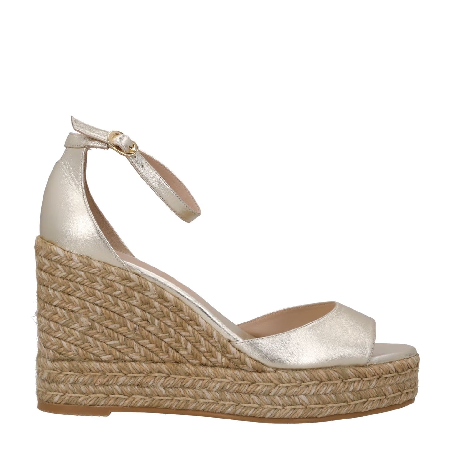STUART WEITZMAN Womens Nudistcurve Espadrilles Wedge Leather Gold UK 7.5 RRP 375