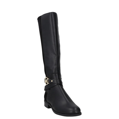 MICHAEL KORS Womens Knee High Boots Black Leather Gold Detail UK 2 RRP 150 — View 2