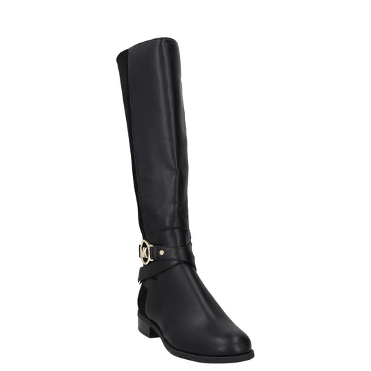 MICHAEL KORS Womens Knee High Boots Black Leather Gold Detail UK 2 RRP 150 — View 2