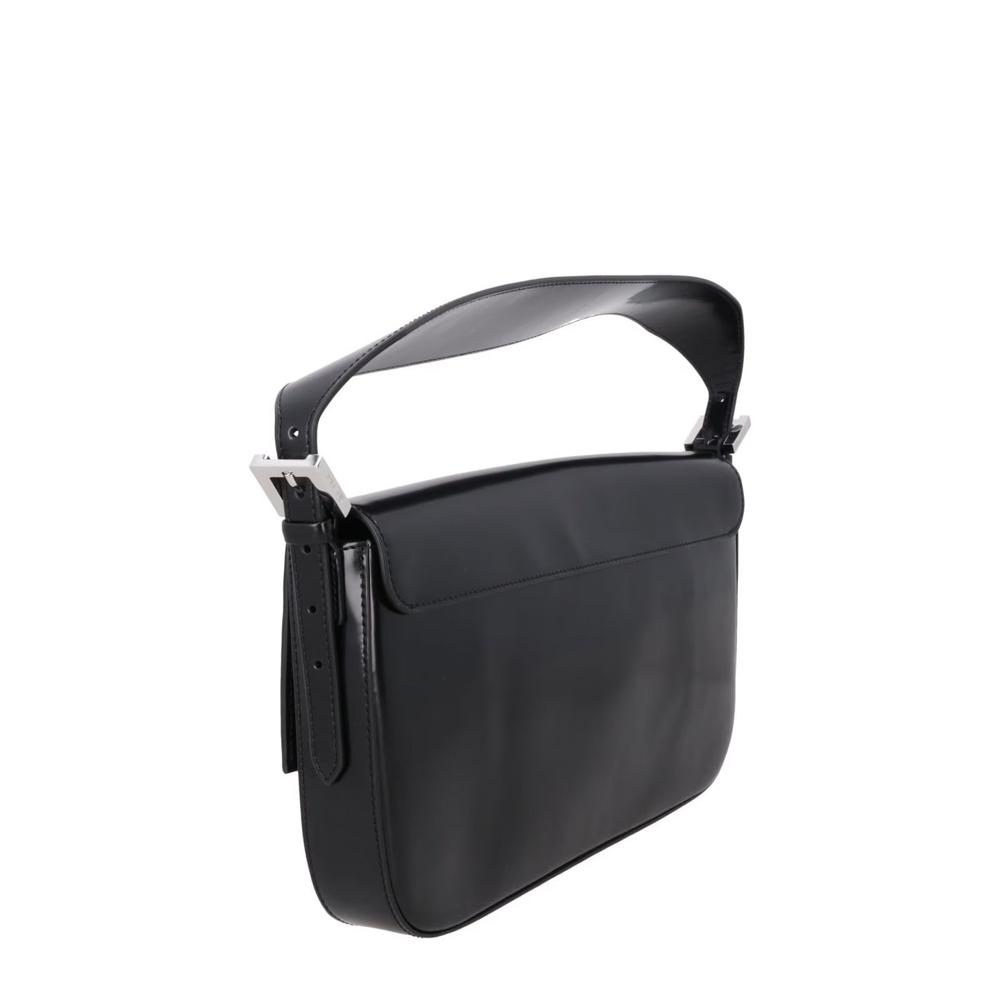 BY FAR Womens Manu Shoulder Bag Semi Patent Leather Black Silver OS RRP 410 — View 3