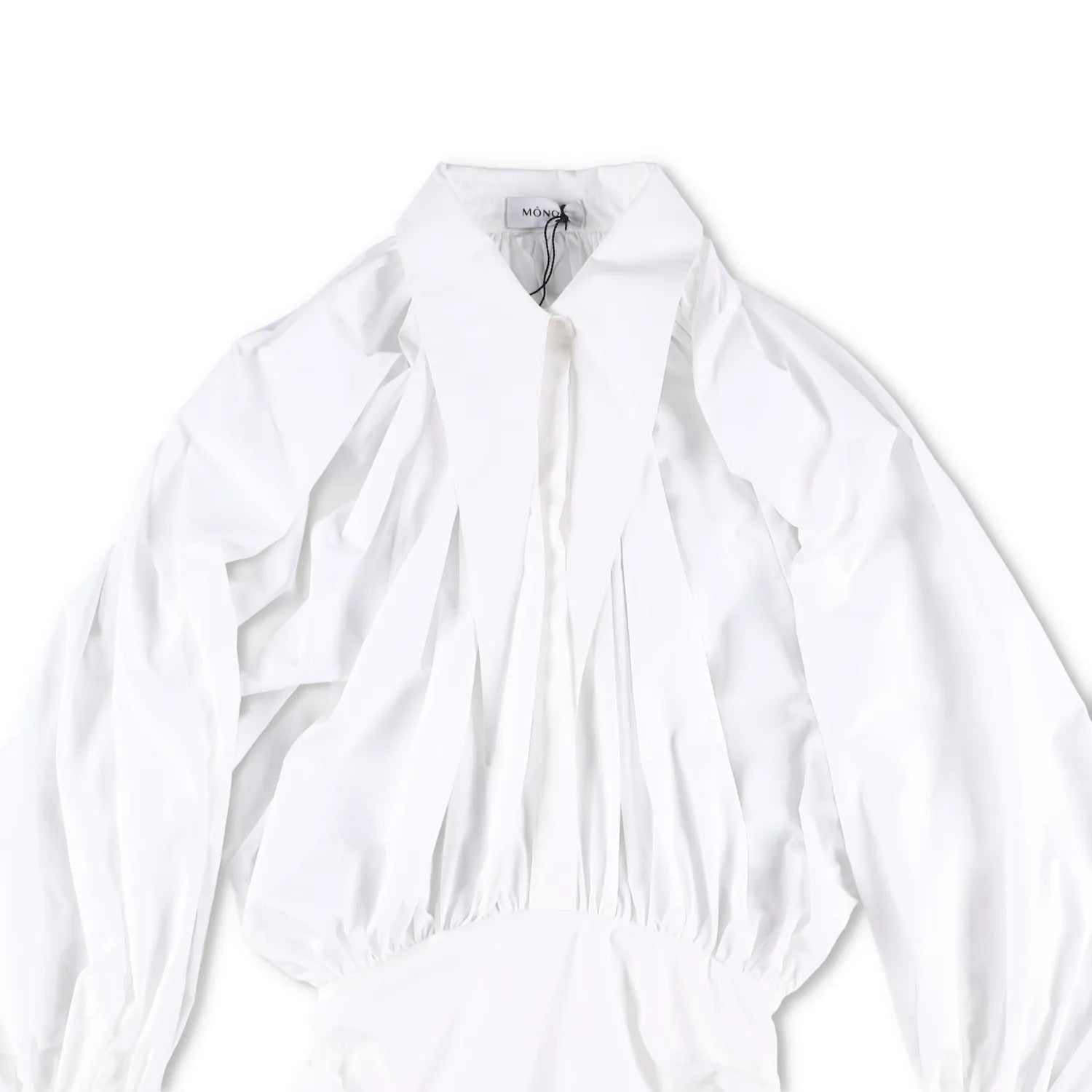 MONOT Womens Long Sleeve Big Lapel Shirt Mini Dress White Collared Size 8 RRP839 — View 2