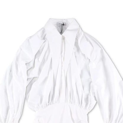 MONOT Womens Long Sleeve Big Lapel Shirt Mini Dress White Collared Size 8 RRP839 — View 2