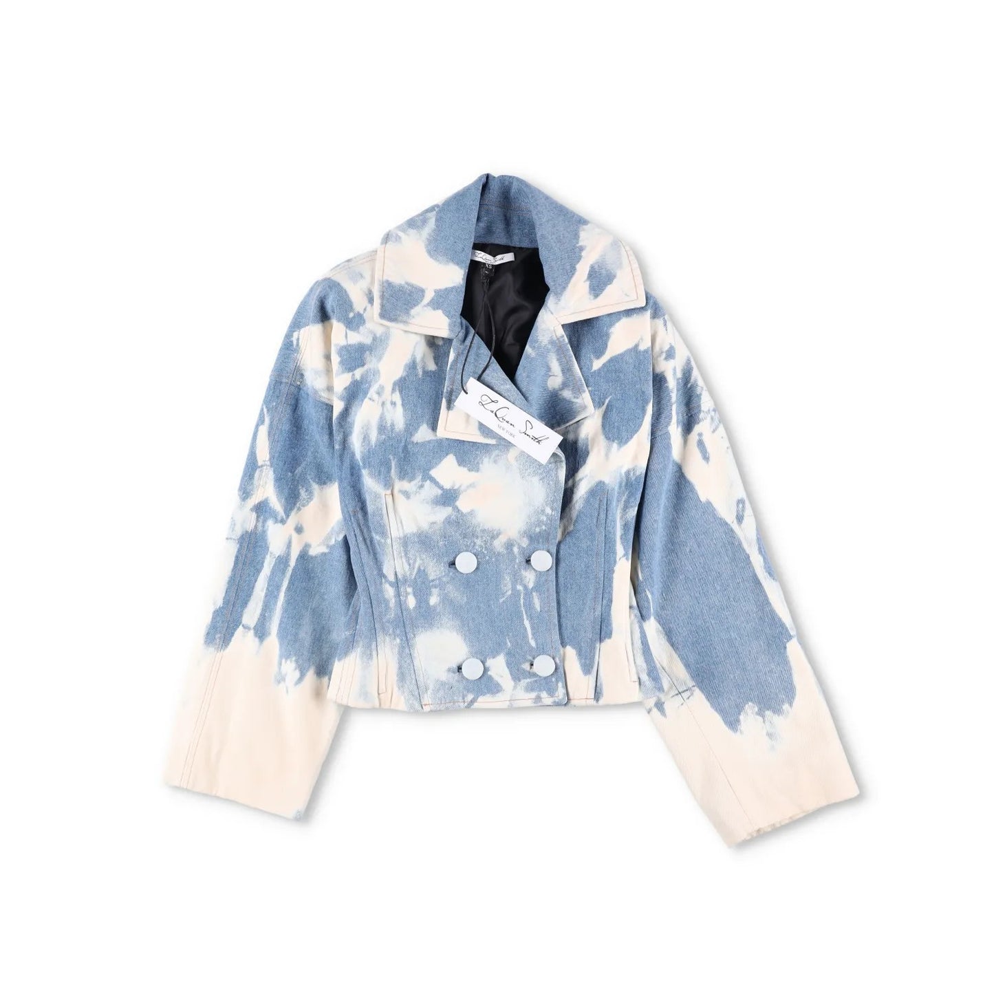 LA QUAN SMITH Womens Denim Jacket Multicoloured Relaxed Fit Size XS RRP 300 — View 5