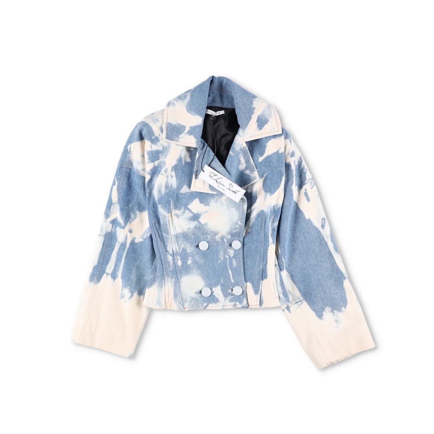 LA QUAN SMITH Womens Denim Jacket Multicoloured Relaxed Fit Size XS RRP 300 — View 5