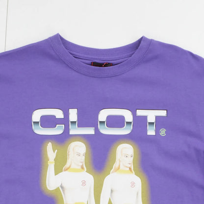 Clot Mens Obey Your Master T-Shirt Purple Cotton Graphic Crew Neck S RRP 75 — View 2