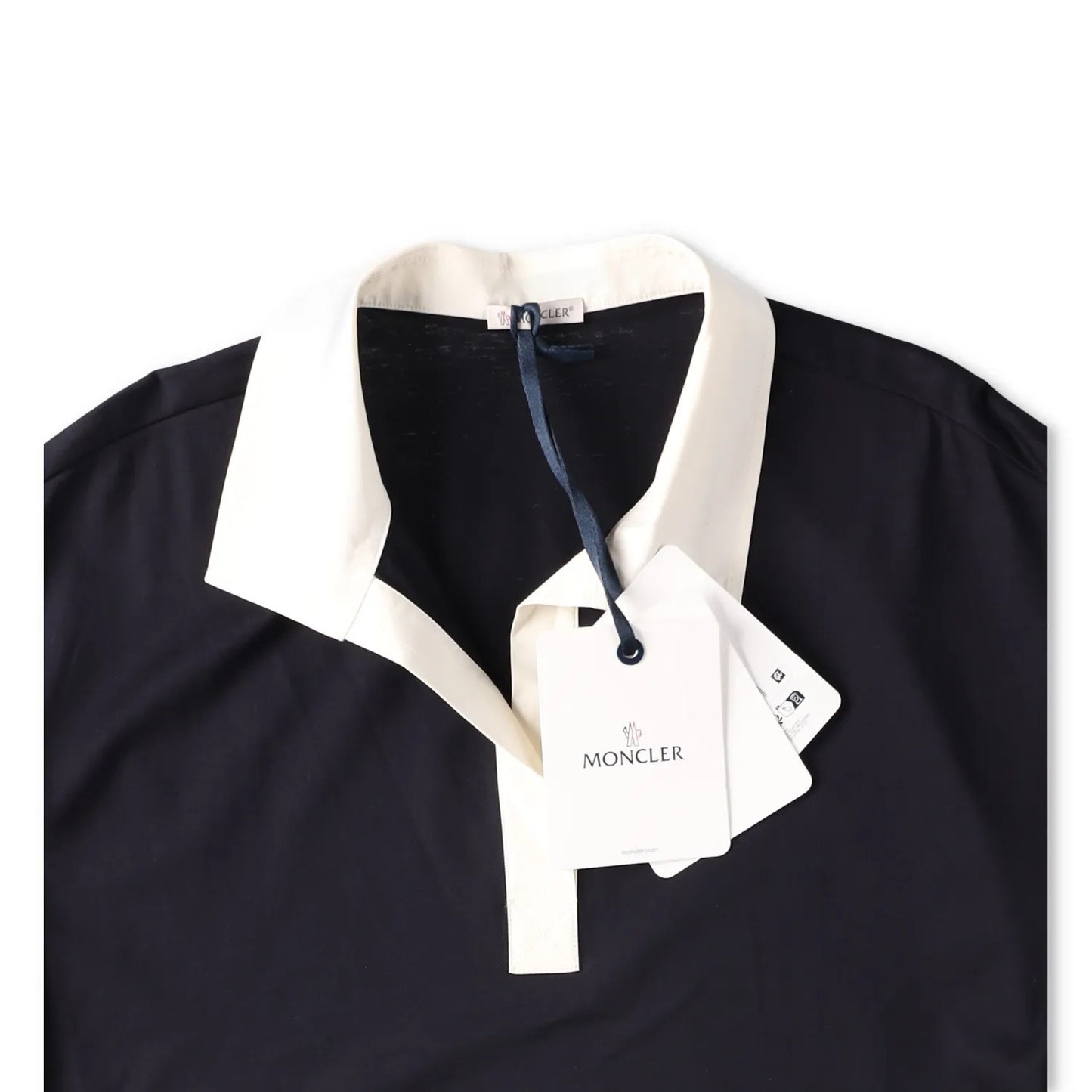 MONCLER Womens Polo W Logo Badge On Short Sleeve Collared Black White L RRP 330 — View 8