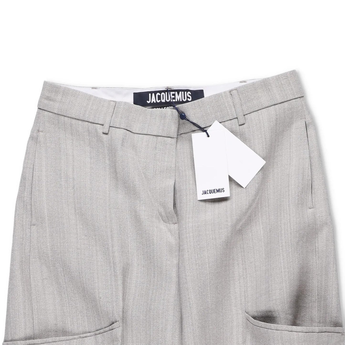 JACQUEMUS Womens Wide Leg Trousers Grey Silk Blend Pockets Size 40 RRP 300 — View 6