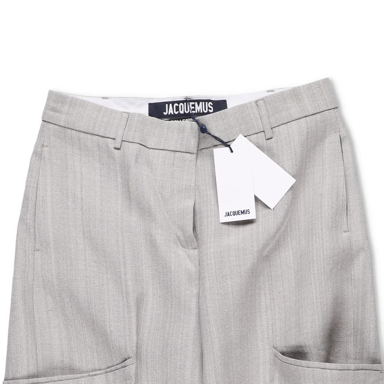 JACQUEMUS Womens Wide Leg Trousers Grey Silk Blend Pockets Size 40 RRP 300 — View 6