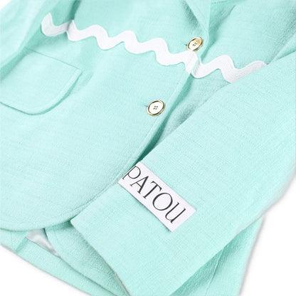 PATOU Womens Contrasted Braid Fitted J Blazer Jacket Green 2 Button 42 RRP 1100 — View 4