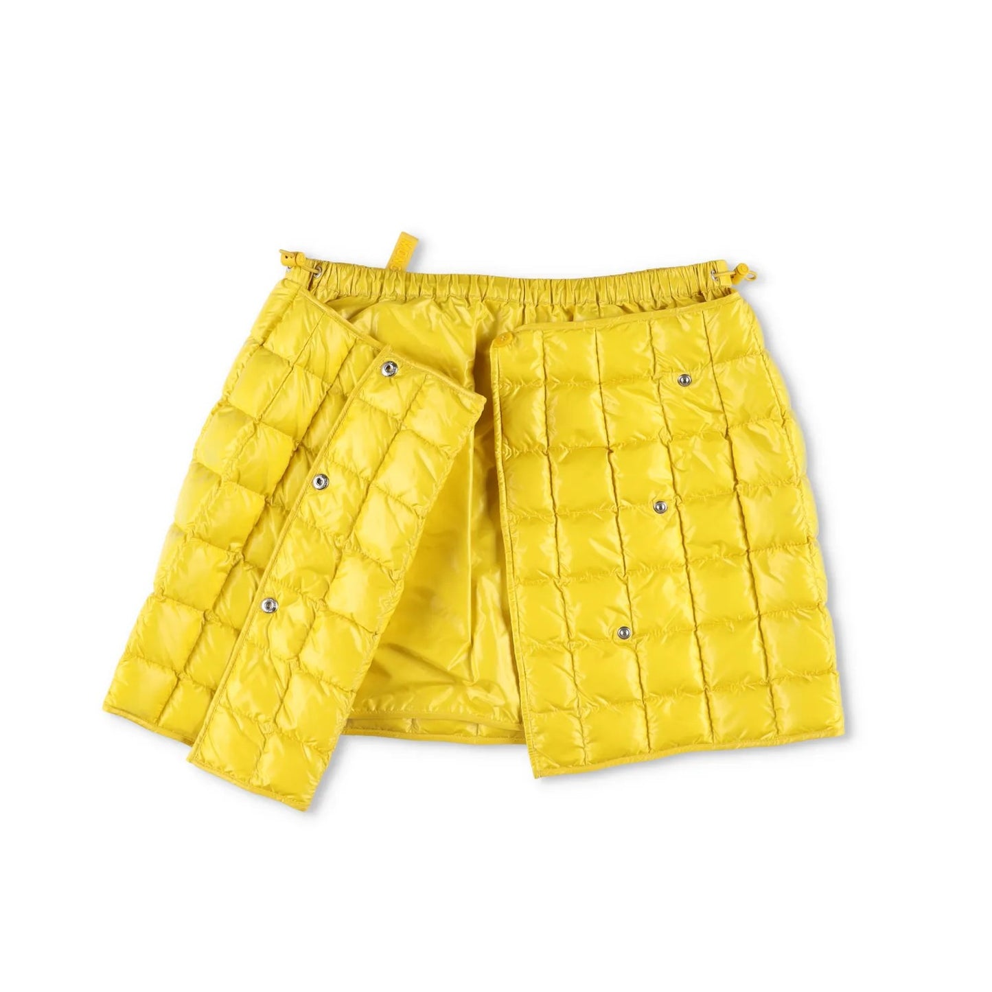 MONCLER Womens  Yellow Quilted Mini Wrap Skirt Feather Down Button 40 RRP 375 — View 5