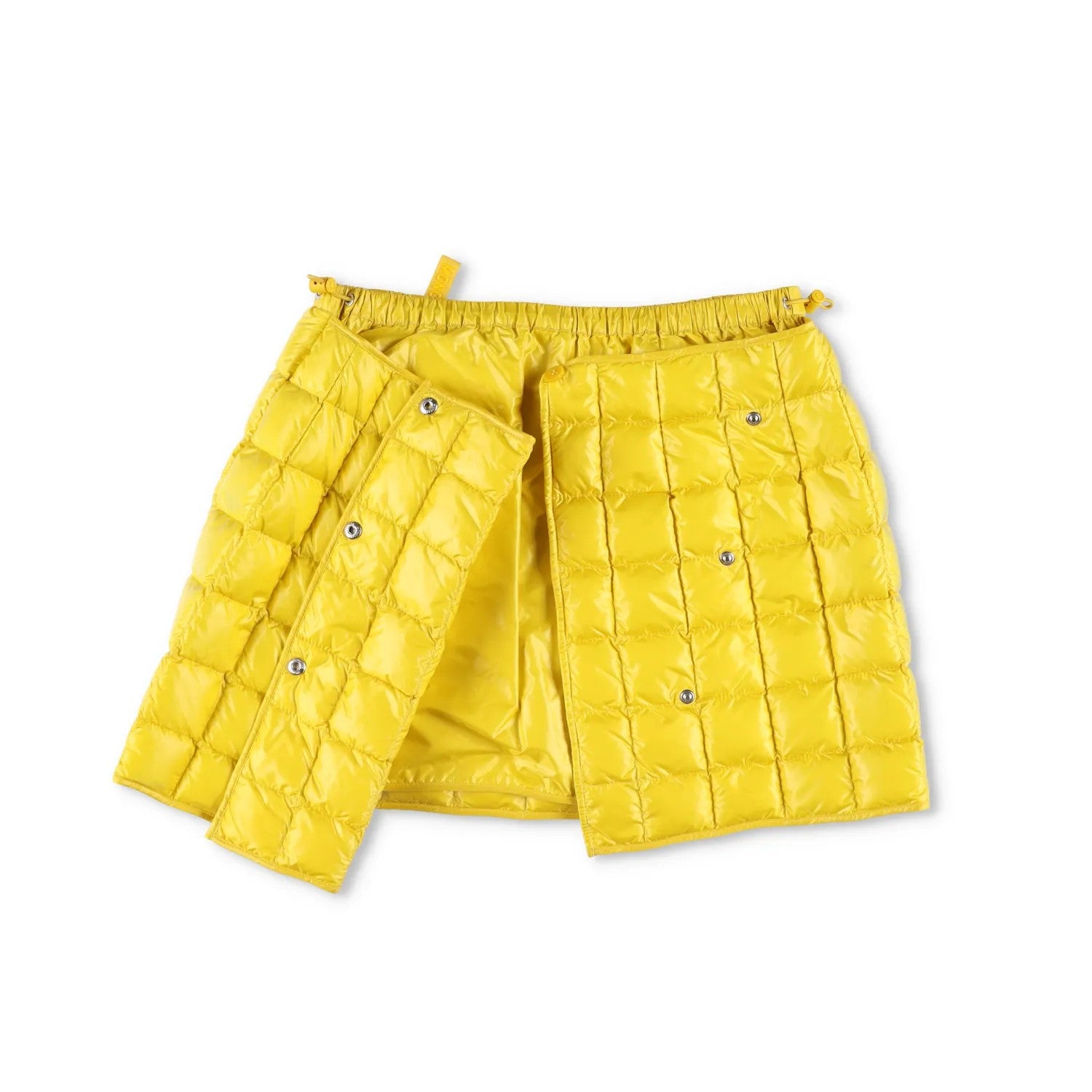 MONCLER Womens  Yellow Quilted Mini Wrap Skirt Feather Down Button 40 RRP 375 — View 5