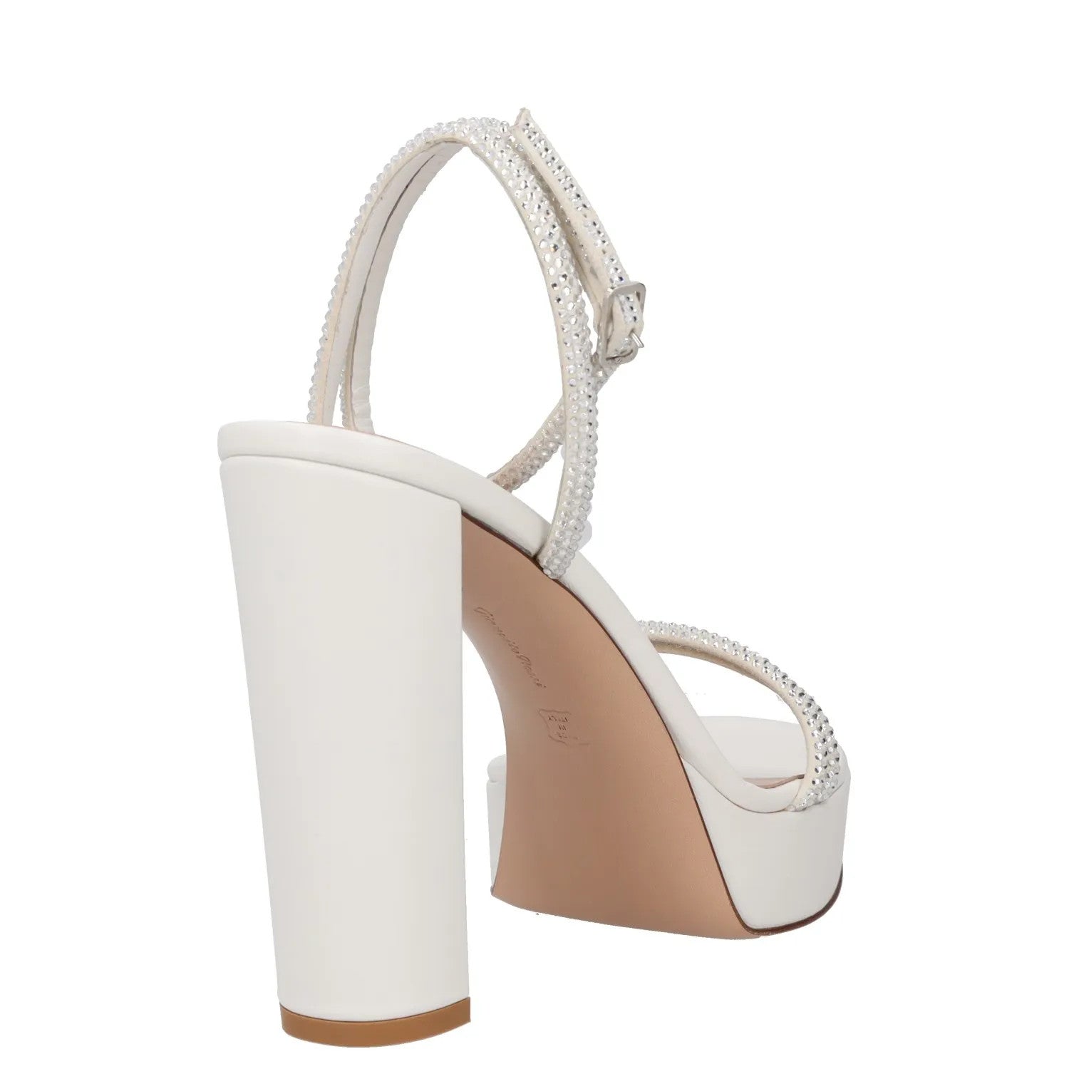 GIANVITO ROSSI Womens Heels White Leather Block Heel Open Toe Buckle UK 7 RRP450 — View 6