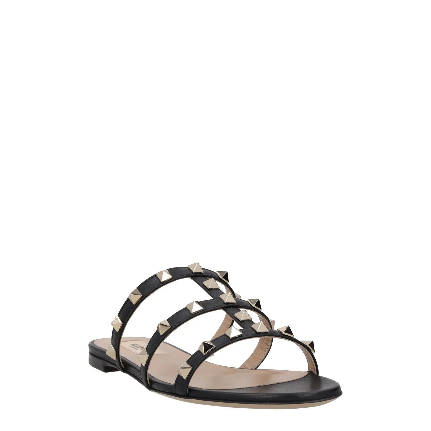 VALENTINO Womens Studded Flat Sandals Black Leather Open Toe UK 2 RRP 680 — View 2