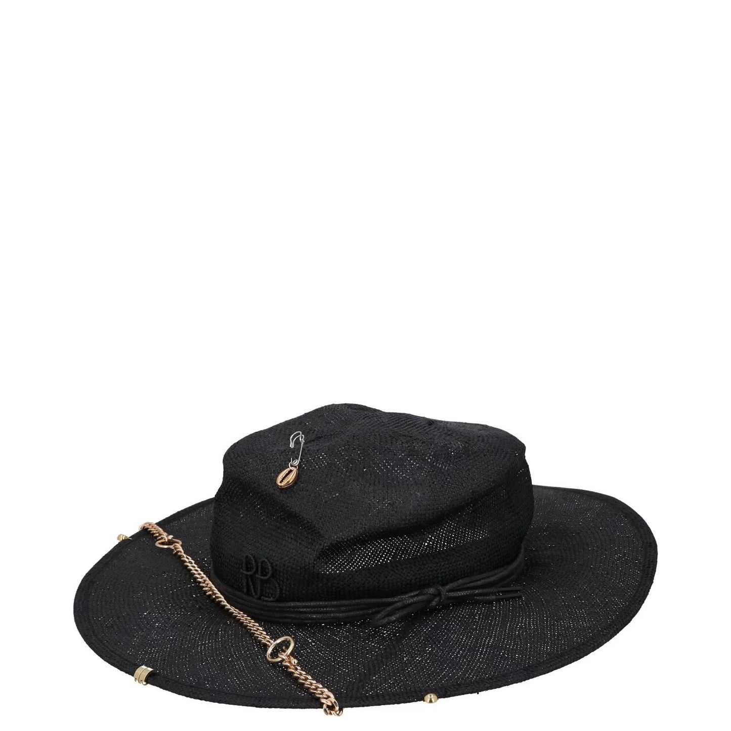 RUSLAN BAGINSKIY Womens Chain Strap Fedora Hat Black Chain Strap Size L RRP 363 — View 3