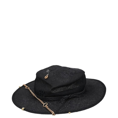 RUSLAN BAGINSKIY Womens Chain Strap Fedora Hat Black Chain Strap Size L RRP 363 — View 3