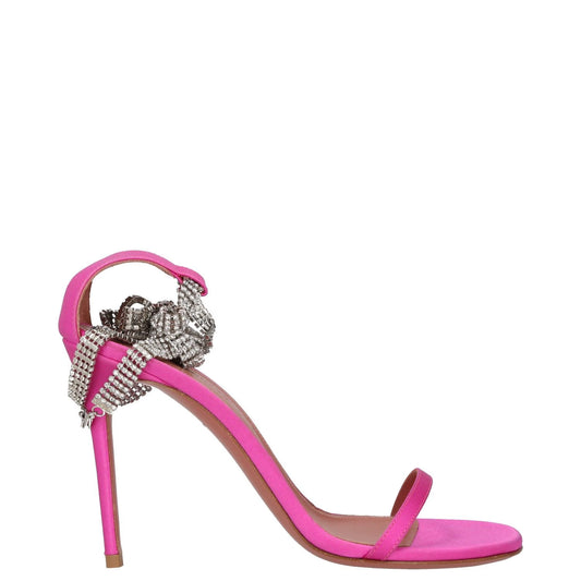 AMINA MUADDI Womens Heels Stiletto Pink Leather Rhinestone Strap UK 4 RRP 550