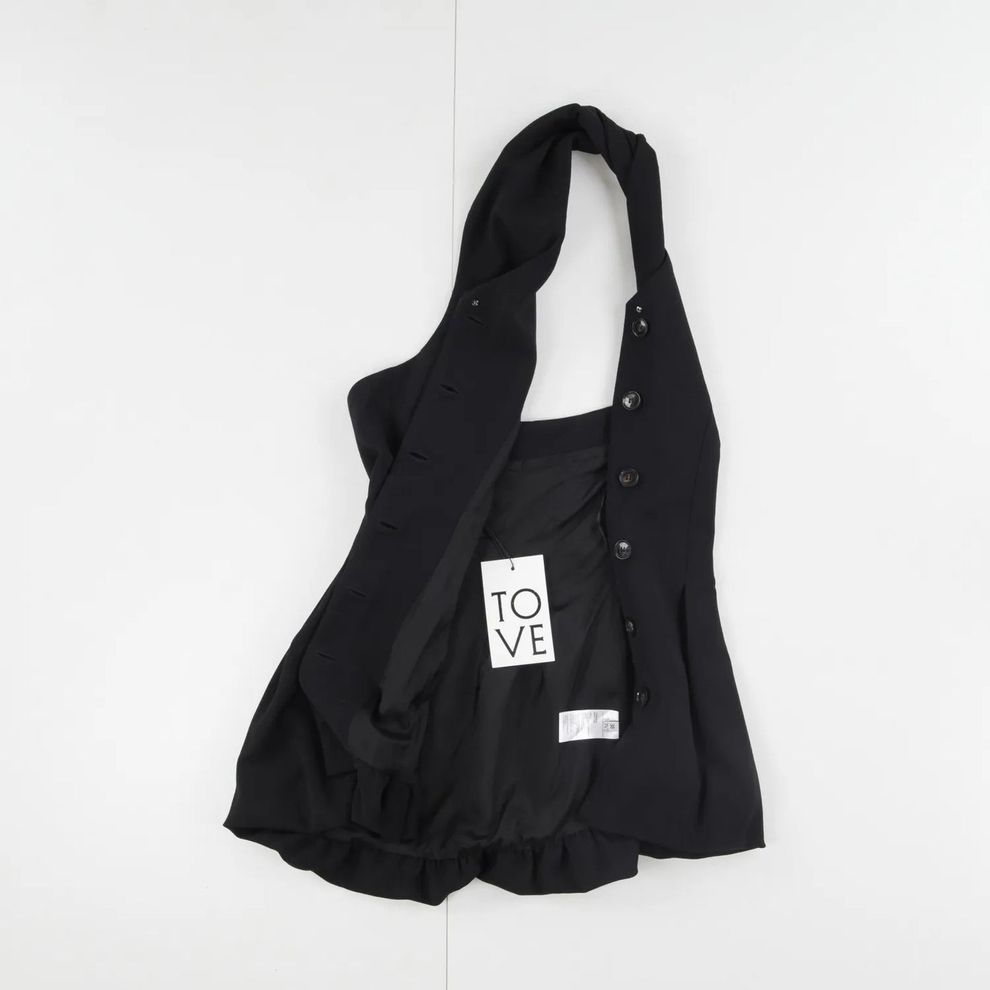 TOVE Womens Black Virgin Wool Halter Neck Crop Blouse Button Detail UK 38 RRP695 — View 6