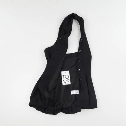 TOVE Womens Black Virgin Wool Halter Neck Crop Blouse Button Detail UK 38 RRP695 — View 6
