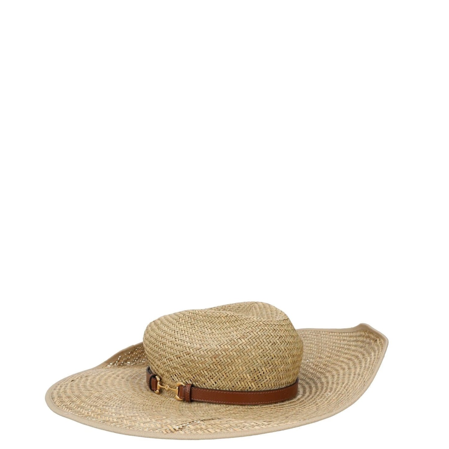 GUCCI Womens Straw Mora Hat  Fedora Beige Neutrals Buckle Size M RRP 435