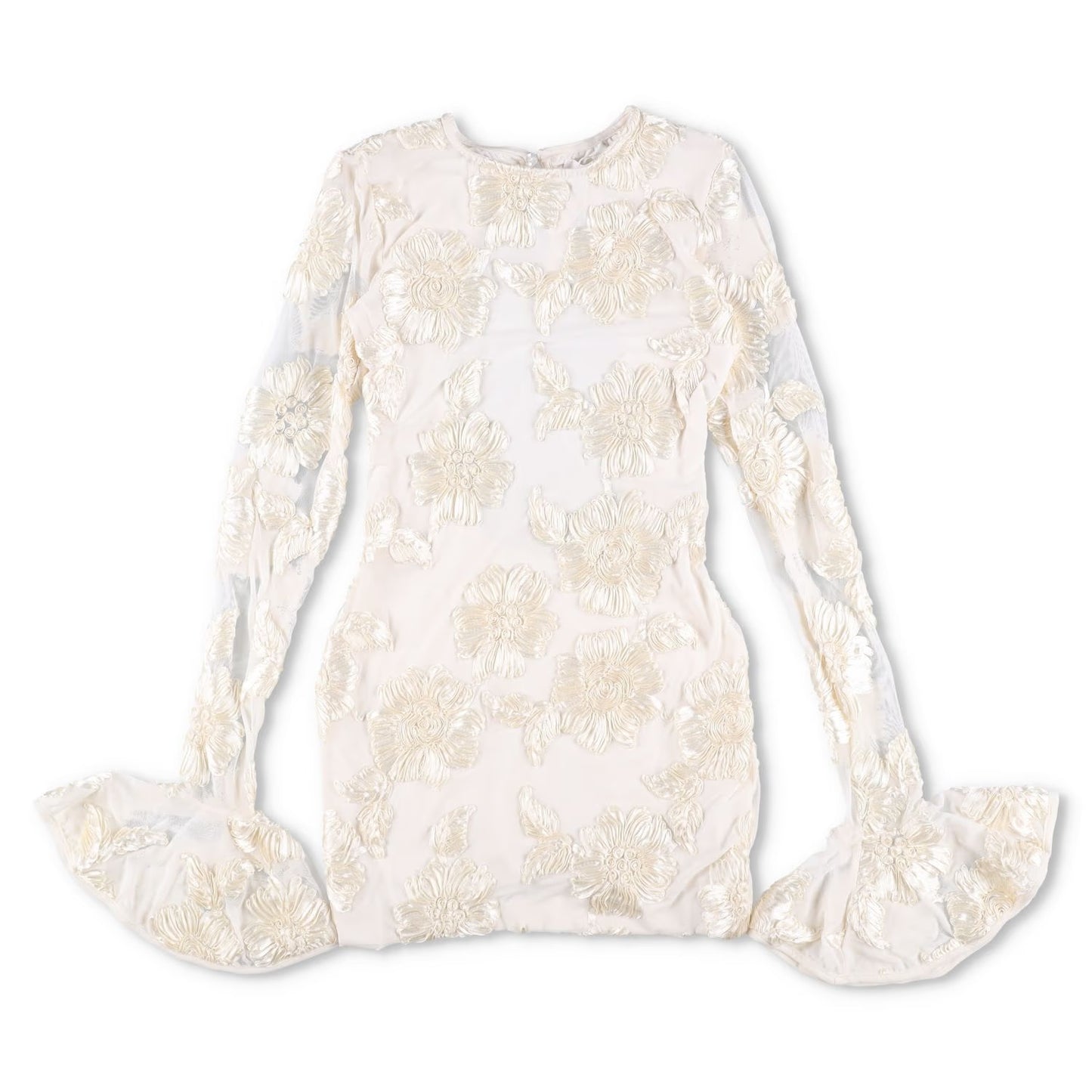 ROTATE Womens Dress Polyester Blend Ivory Lace Floral Flared Sleeve UK 10 RRP200 — View 2
