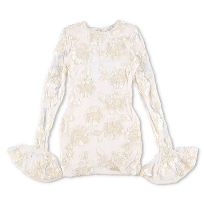 ROTATE Womens Dress Polyester Blend Ivory Lace Floral Flared Sleeve UK 10 RRP200 — View 2