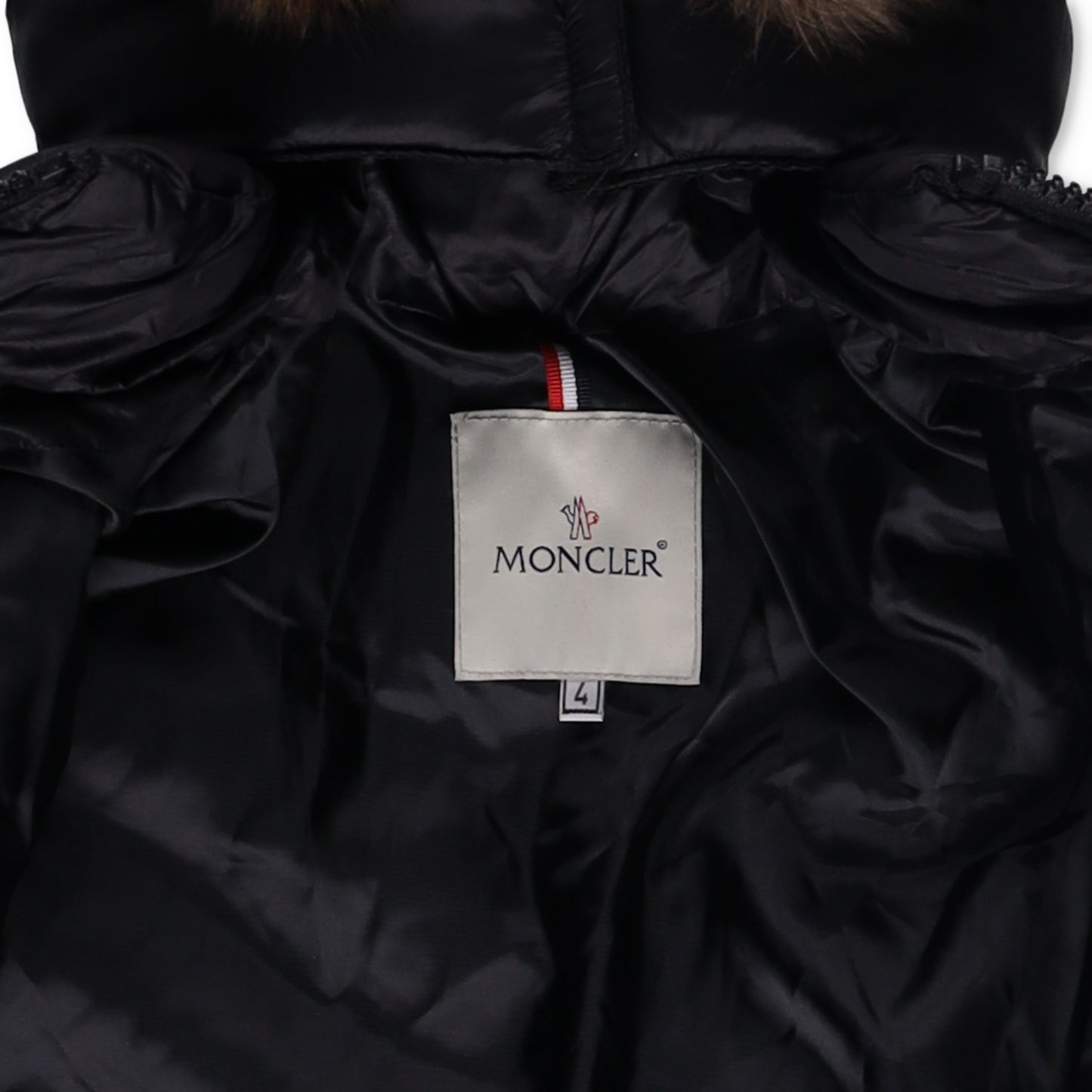 MONCLER Womens Makaluu Fur Hood Lined Jacket Nylon Size Large Black RRP1500 — View 10