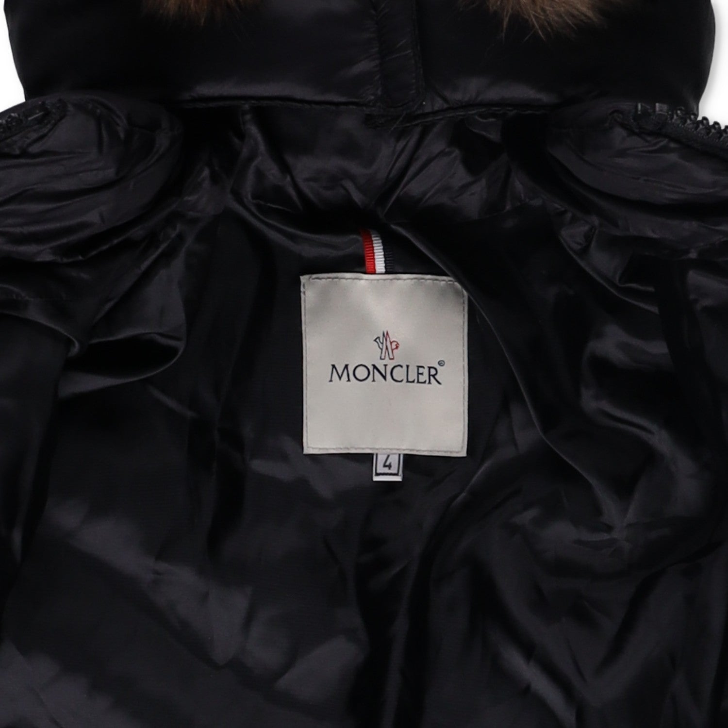 MONCLER Womens Makaluu Fur Hood Lined Jacket Nylon Size Large Black RRP1500 — View 10