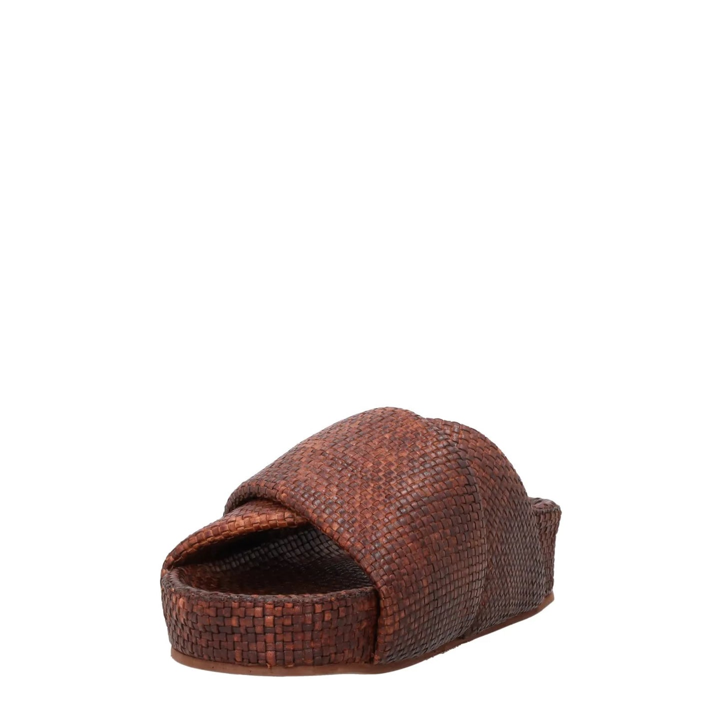 ST AGNI Womens Flatform Cross Slides Woven Leather Brown Comfy UK7 RRP 250 — View 3