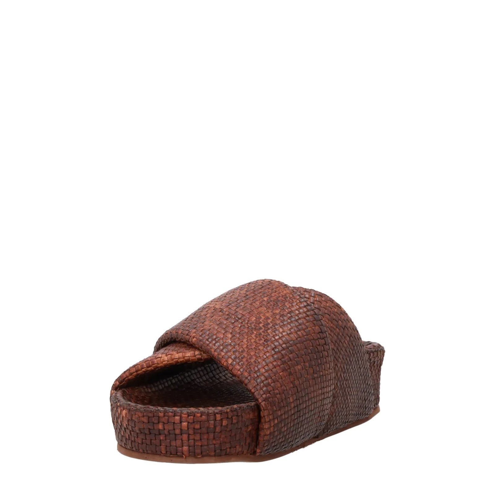 ST AGNI Womens Flatform Cross Slides Woven Leather Brown Comfy UK7 RRP 250 — View 3