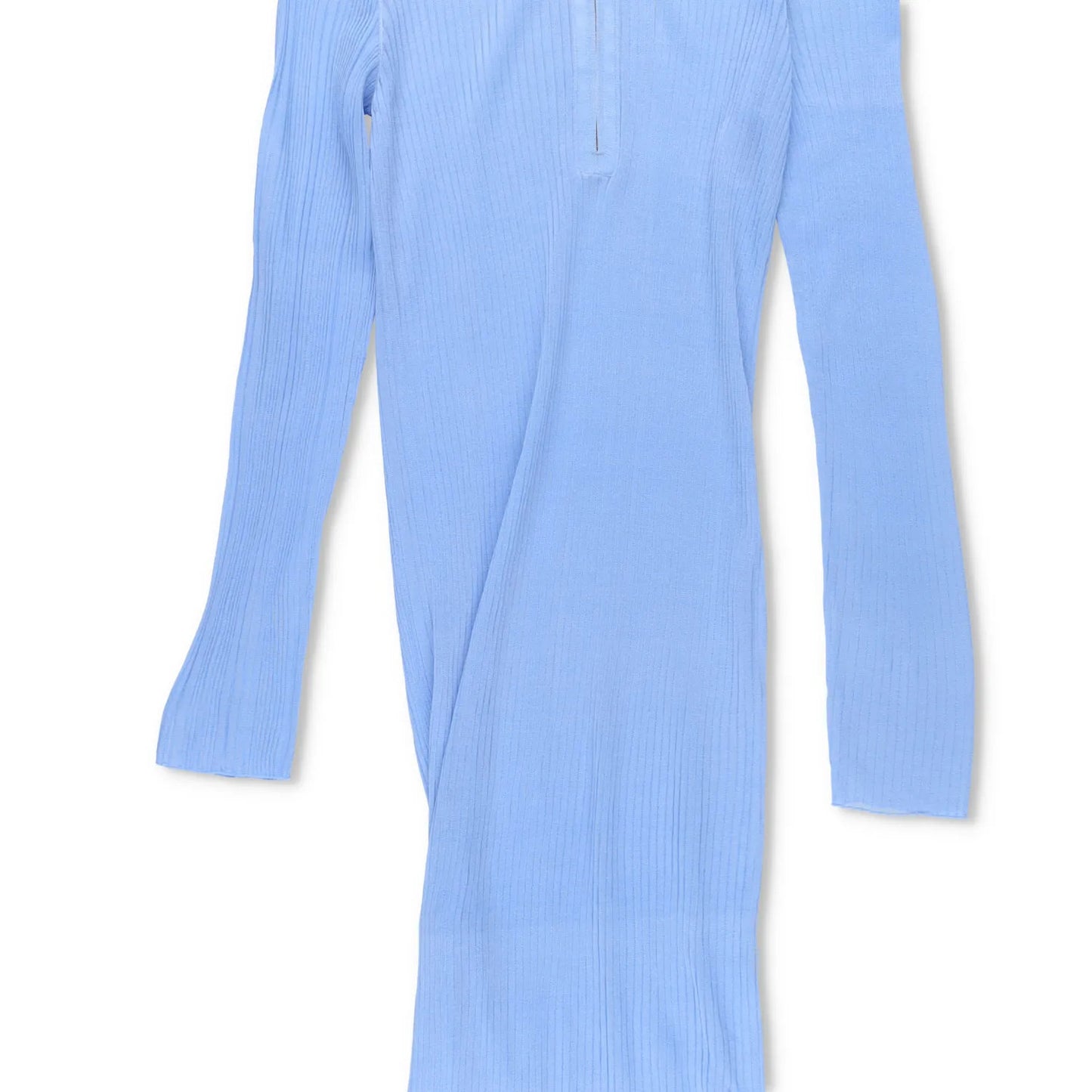 FENDI Womens Maxi Dress Collar Neck Long Sleeve Mesh Ribbd Silk Blue 40 RRP 2380 — View 4