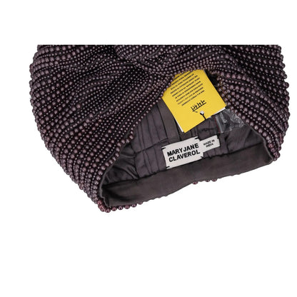 MARY JANE CLAVEROL Womens Turban Hat Purple Beaded Elastic One Size RRP 355 — View 4